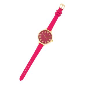Gold Watch With Pink Leather Strap - Image 2