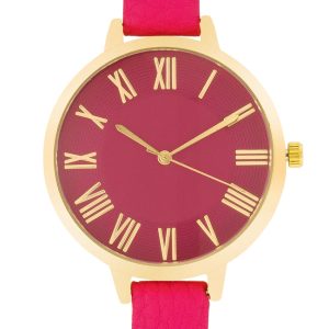 Gold Watch With Pink Leather Strap - Image 3