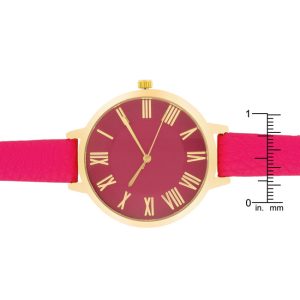 Gold Watch With Pink Leather Strap - Image 4