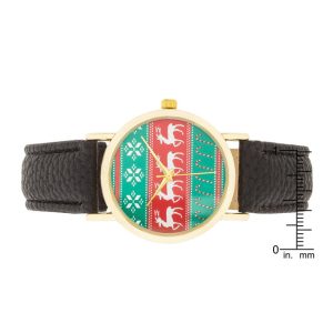 Gold Holiday Watch With Black Leather Strap - Image 3