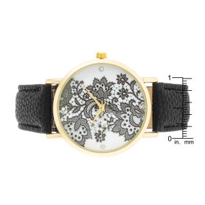 Gold Watch With Floral Print Dial - Image 3