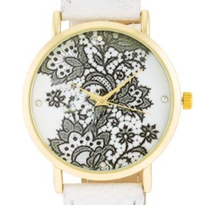 Gold Watch With Floral Print Dial - Image 2