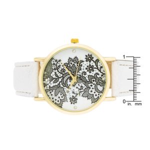 Gold Watch With Floral Print Dial - Image 3