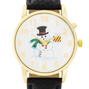 Gold Holiday Tune Watch With Black Leather Strap - Image 2