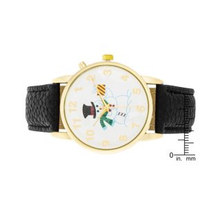 Gold Holiday Tune Watch With Black Leather Strap - Image 3
