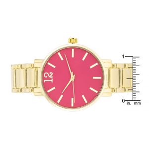 Gold Metal Watch - Pink - Image 3