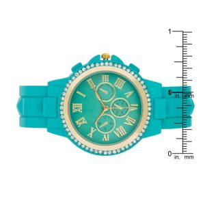 Ava Gold Turquoise Metal Watch With Crystals - Image 3